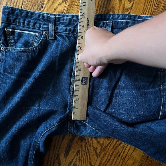 Jack Wills Selvedge Jeans Men 32x27 Dark Wash Blue Button Fly Hipster Cropped - Picture 7 of 11